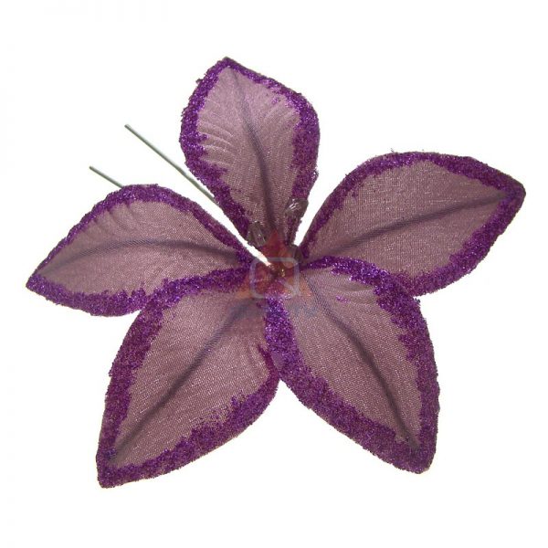 Szpilka fioletowy kwiat z koralikami