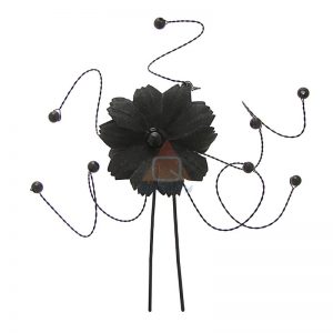 Szpilka czarny kwiat z krysztłkami