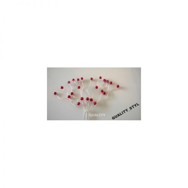 Szpilka czerwona perła na srebrnym druciku 3D